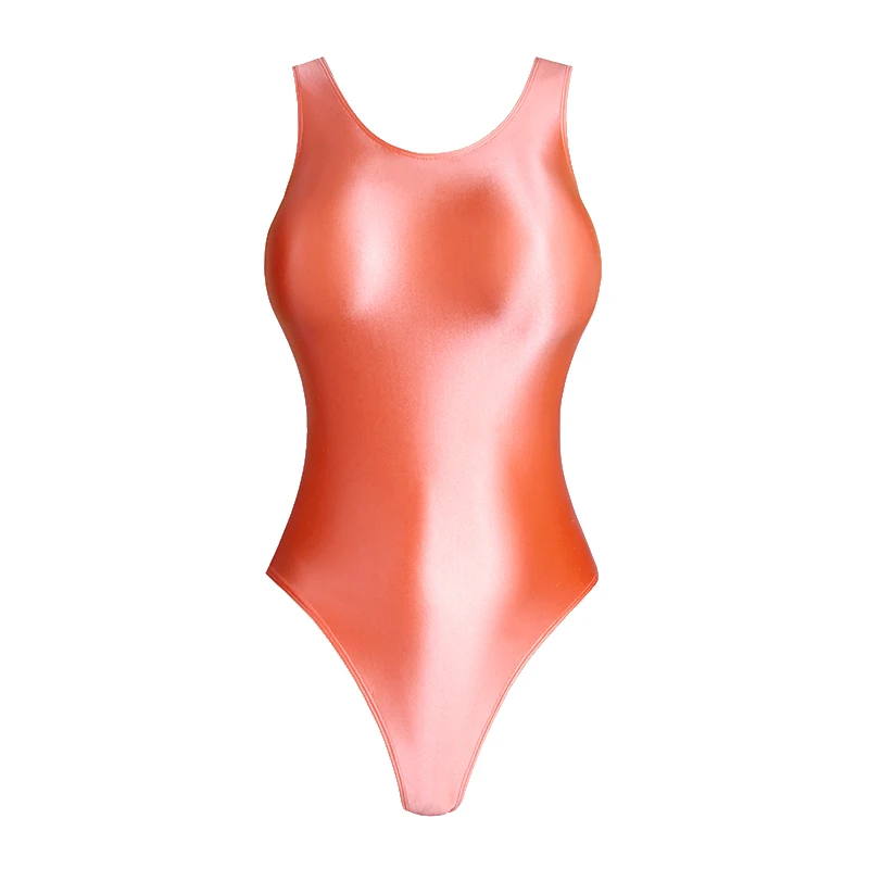 Summer Swim Bath Women's Sexy Tight Gloss Shiny Opaque Swimwear One Piece Vest Oil Glossy Dead Tank Water Beach  SPA Swimsuit