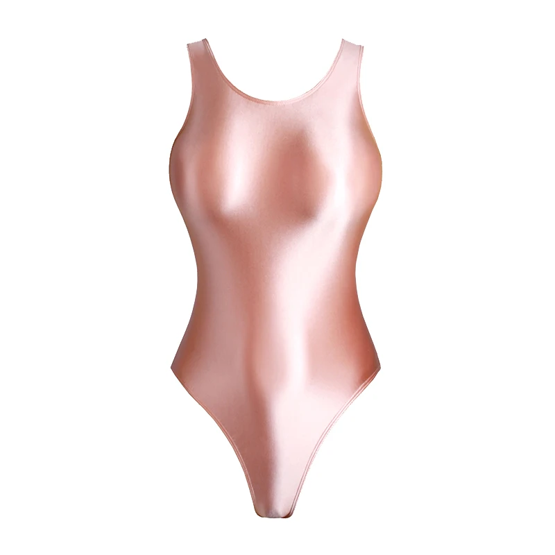 Summer Swim Bath Women's Sexy Tight Gloss Shiny Opaque Swimwear One Piece Vest Oil Glossy Dead Tank Water Beach  SPA Swimsuit