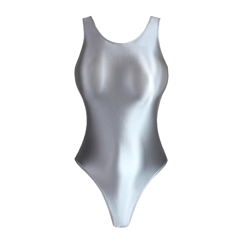 Summer Swim Bath Women's Sexy Tight Gloss Shiny Opaque Swimwear One Piece Vest Oil Glossy Dead Tank Water Beach  SPA Swimsuit