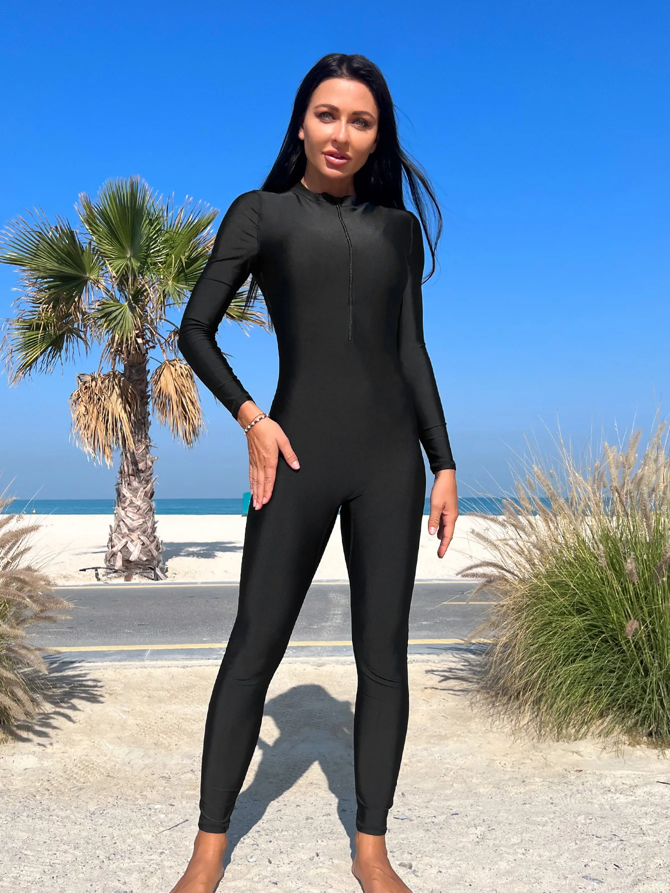 Burkini Muslim Women's Swimwear, Black Swimsuit, Gradient Blue, Smock Summer Beach Wear, Diving Suit, Surf Wear, New