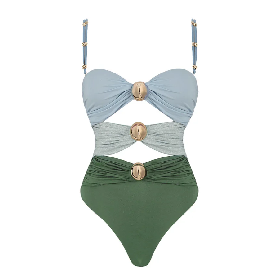 Hollowen One Piece Swimsuit With Cover Up Sexy Swimwear Women Off Shoulder Swim Suits Patchwork Bathsuit Belt Bodysuit Beachwear