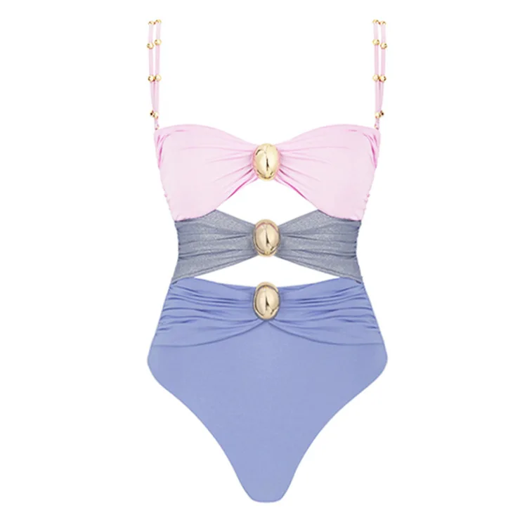 Hollowen One Piece Swimsuit With Cover Up Sexy Swimwear Women Off Shoulder Swim Suits Patchwork Bathsuit Belt Bodysuit Beachwear