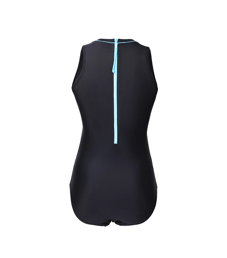 SYROKAN Women's Sleek High Neck Zipper Maillot Training Athletic One Piece Swimsuit Swimwear Summer Female Bathing Beachwear