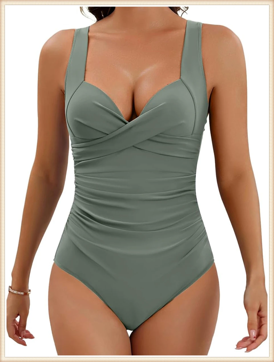 2024 Plain Ruched Swimsuit Women One Piece Solid Swimwear Female Beachwear Bathers Bathing Swimming Swim Bodysuit Summer