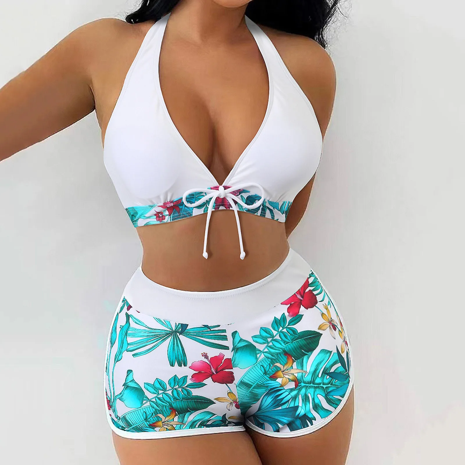 Bikinis Sets For Teens Cheap Women Swimwear Bikinis Tropical Prints Swimsuit Swimsuit Ladies Shorts Two Piece купальники