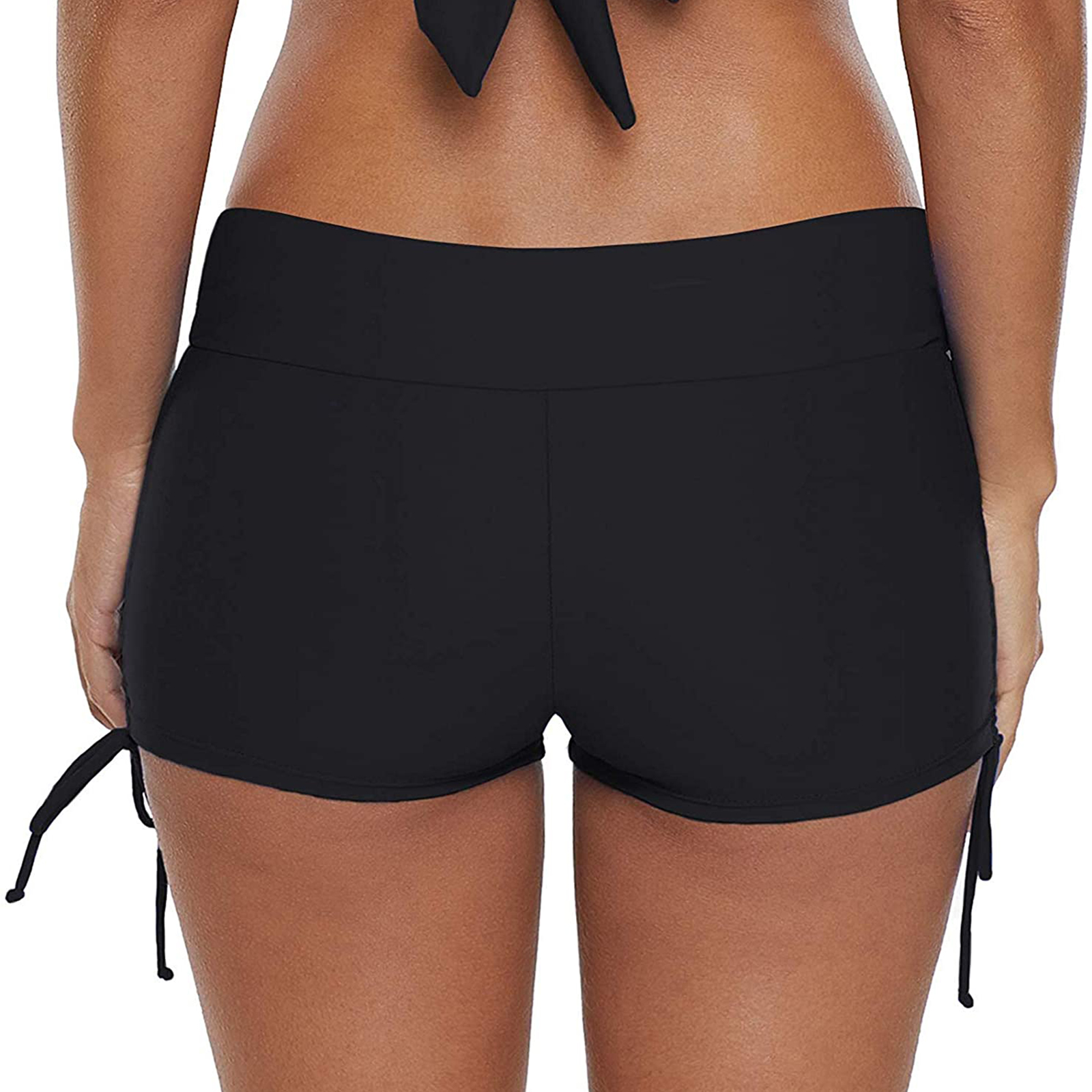 Women Swimsuit Panties Swimwear Beach Shorts High Waist Sides Adjustable Drawstring Stretch Sports Bathing Suit Tankini Bottoms