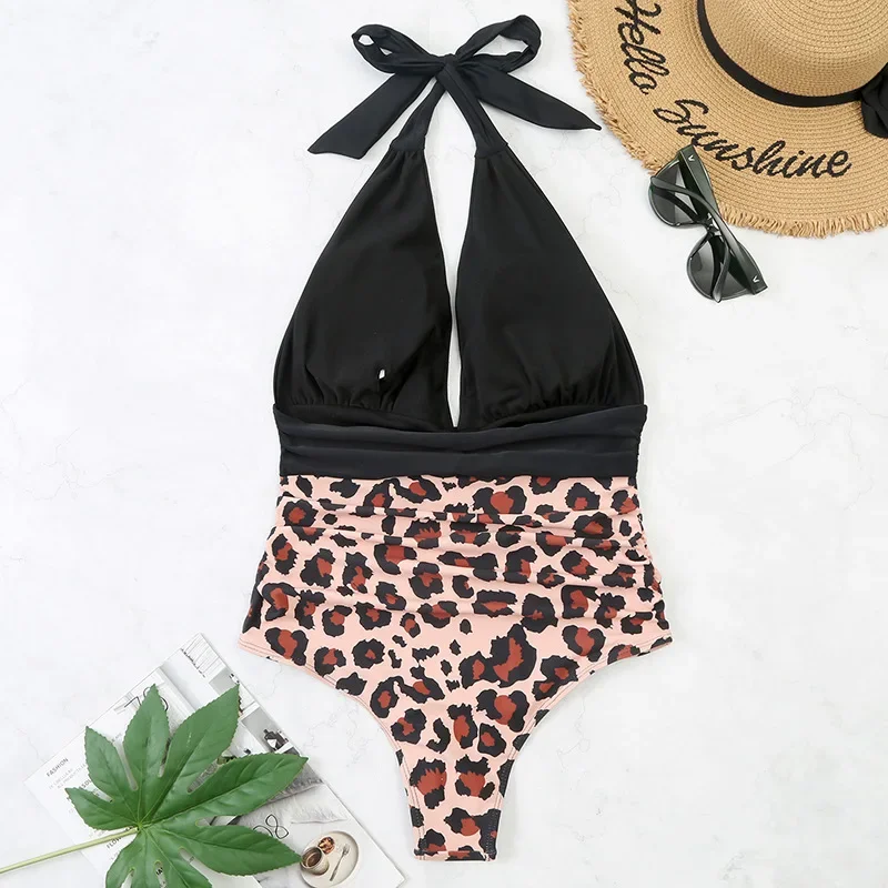 Fashion Printed One Piece Swimsuit Women Bathing Suit Sexy Bikinis Swimming Suits Ladies Beachwear Backless Lace Up Swimwear