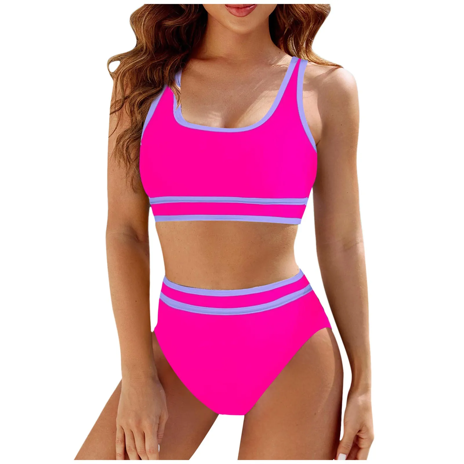 Bikini Women High Waist Swimsuit 2024 New Solid Bikinis Set Sexy Thong Swimwear Two Piece Summer Beach Wear Bathing Suit Female