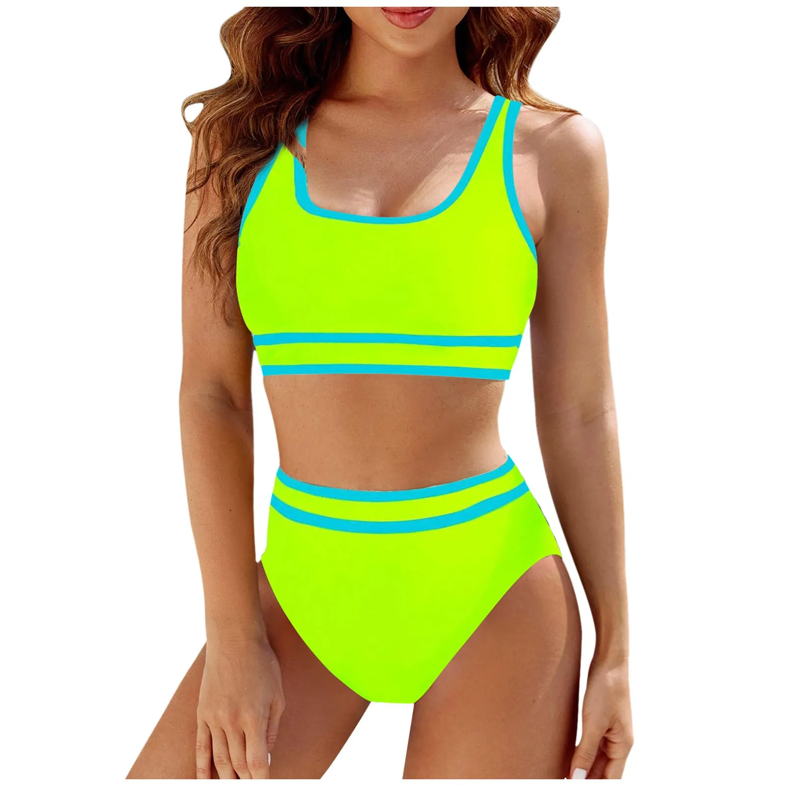 Bikini Women High Waist Swimsuit 2024 New Solid Bikinis Set Sexy Thong Swimwear Two Piece Summer Beach Wear Bathing Suit Female