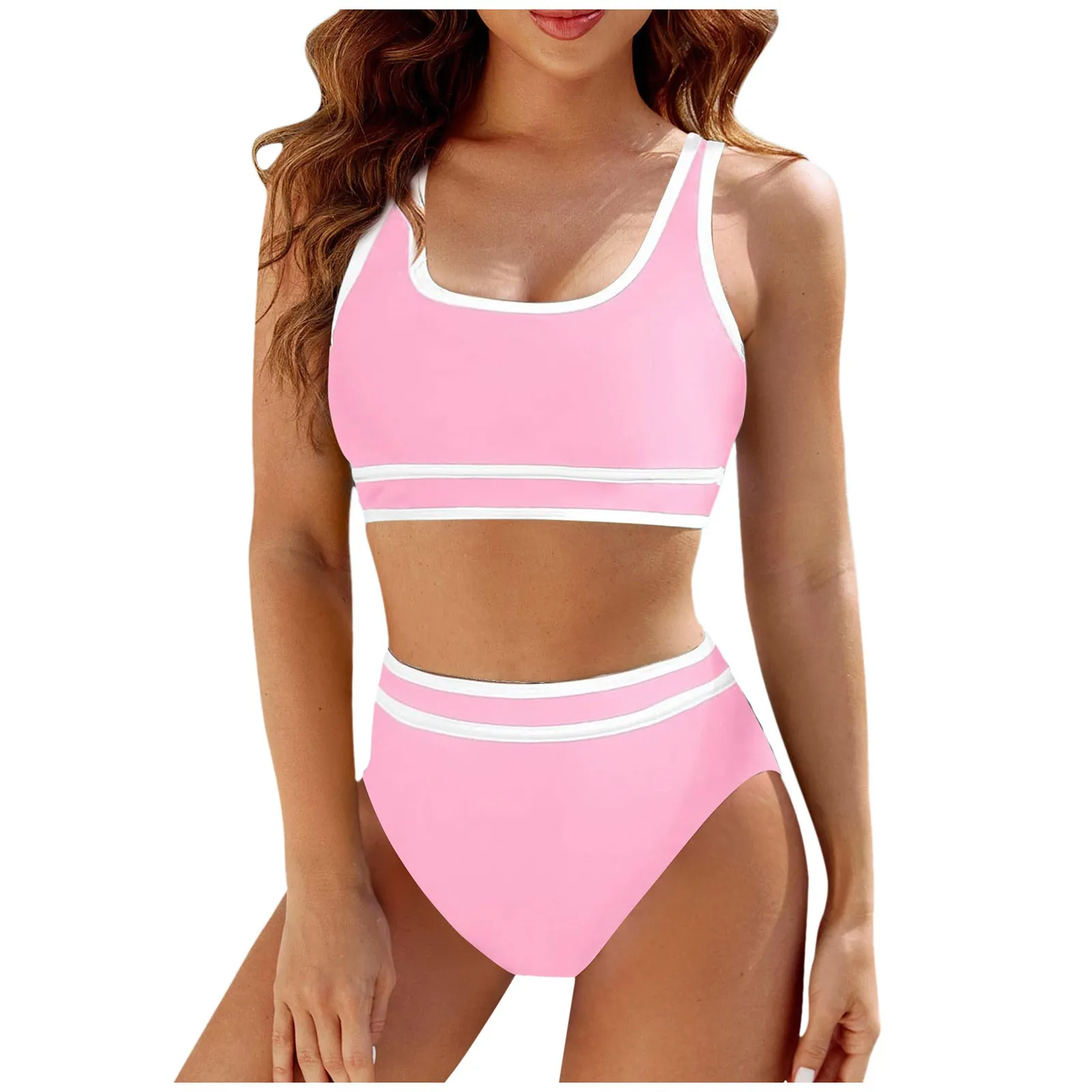 Bikini Women High Waist Swimsuit 2024 New Solid Bikinis Set Sexy Thong Swimwear Two Piece Summer Beach Wear Bathing Suit Female