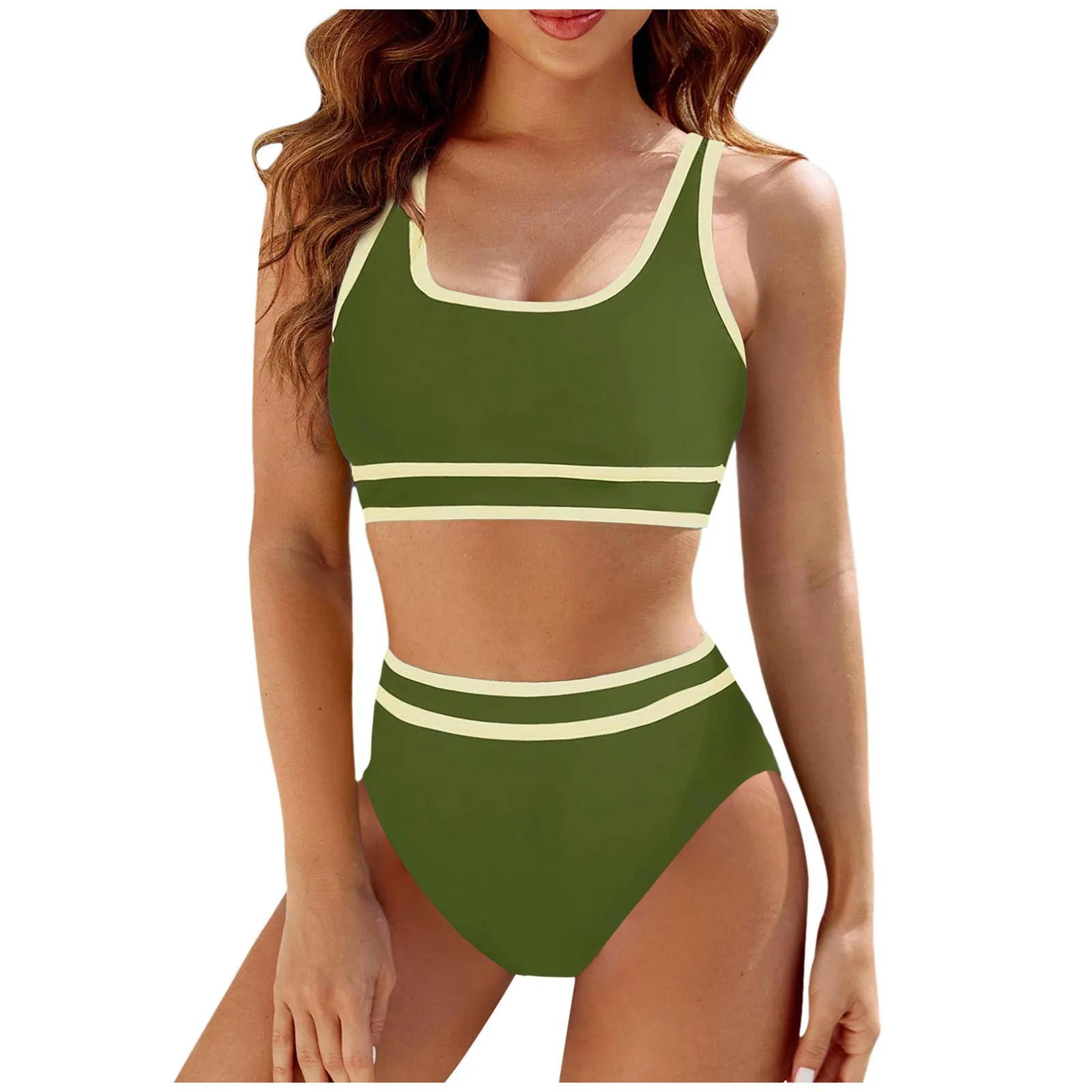 Bikini Women High Waist Swimsuit 2024 New Solid Bikinis Set Sexy Thong Swimwear Two Piece Summer Beach Wear Bathing Suit Female