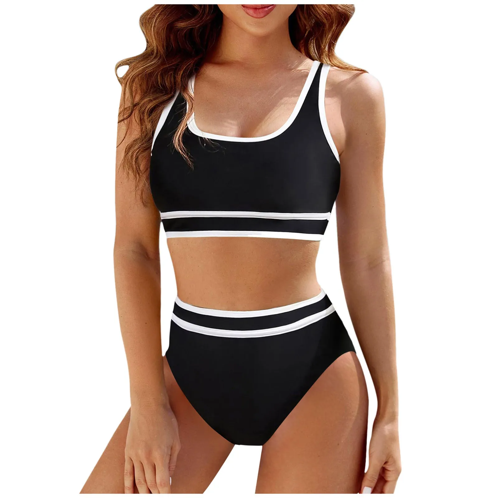 Bikini Women High Waist Swimsuit 2024 New Solid Bikinis Set Sexy Thong Swimwear Two Piece Summer Beach Wear Bathing Suit Female