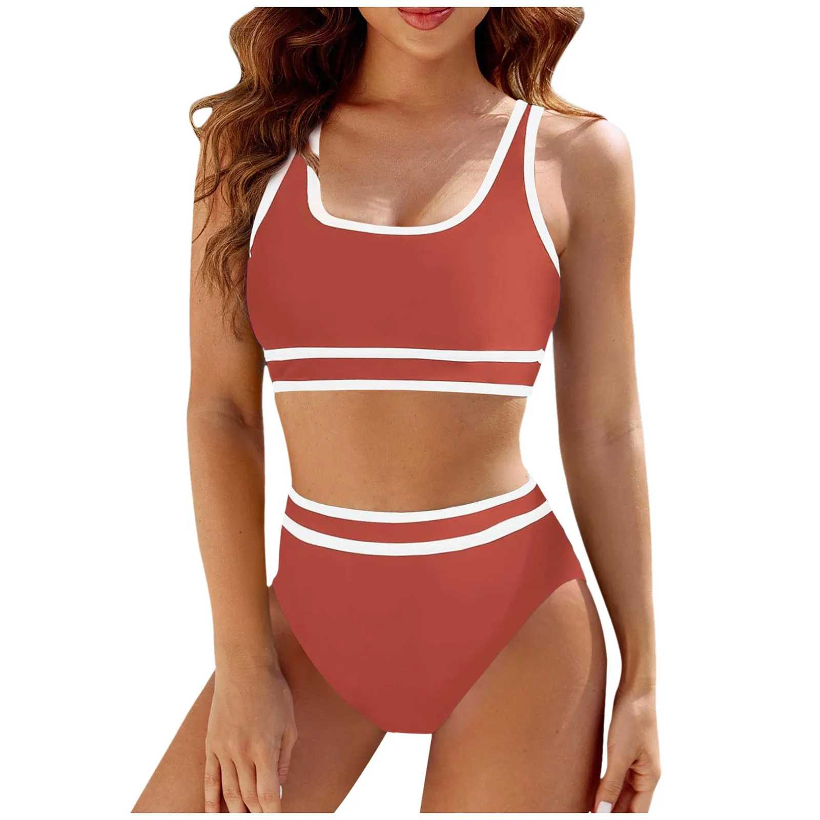 Bikini Women High Waist Swimsuit 2024 New Solid Bikinis Set Sexy Thong Swimwear Two Piece Summer Beach Wear Bathing Suit Female