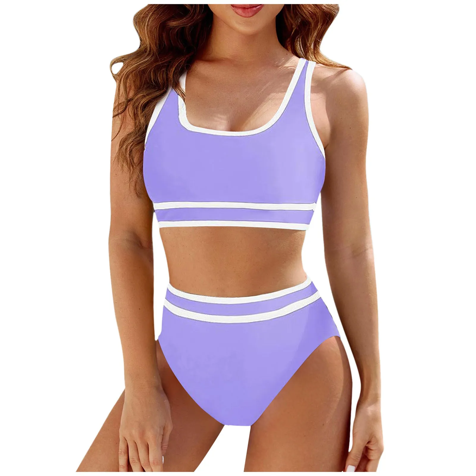 Bikini Women High Waist Swimsuit 2024 New Solid Bikinis Set Sexy Thong Swimwear Two Piece Summer Beach Wear Bathing Suit Female