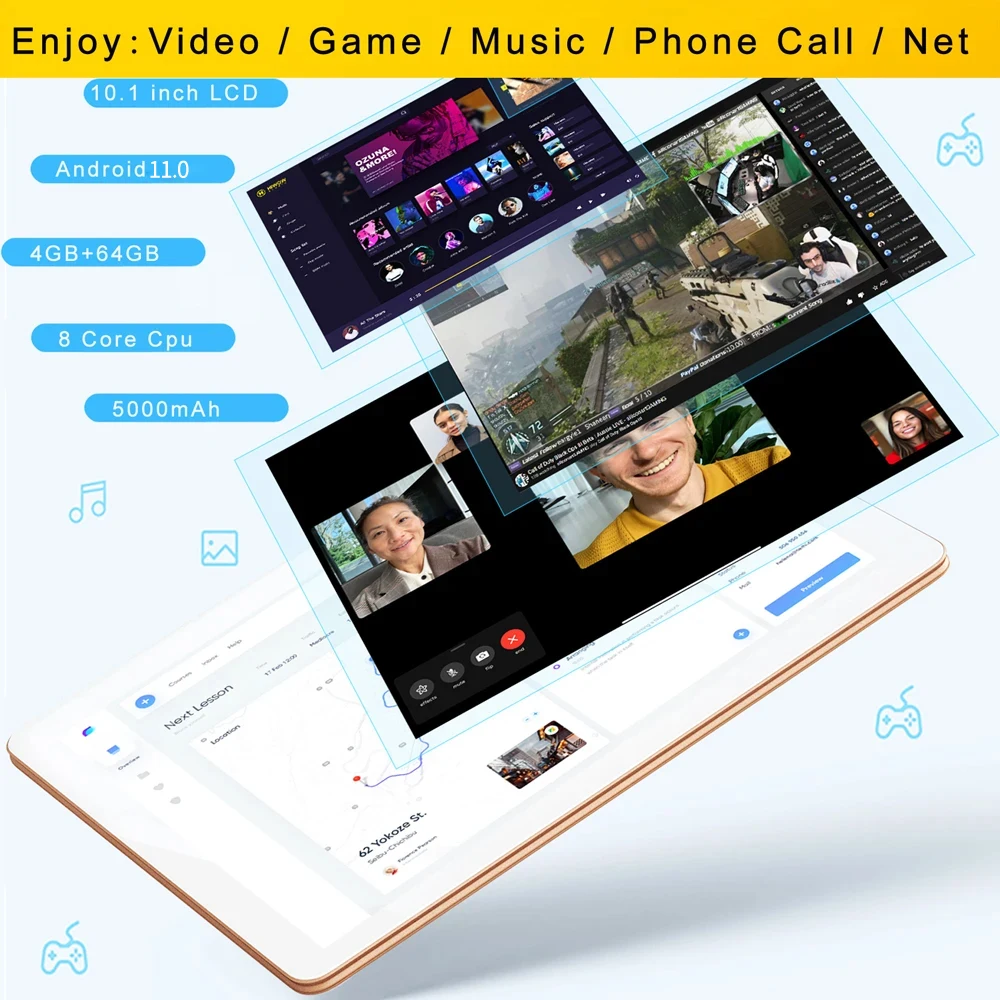 10.1 Inch 2024 New Tablet Android11, 4G+64GB Global Tablette 3G Phone Call Dual SIM Card or WIFI Google Play Tablets For Laptop