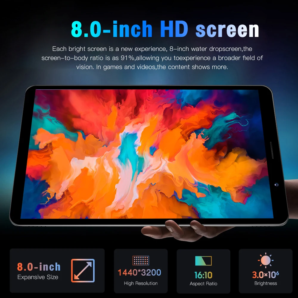 Gobal Version New Tab14 Tablet Pc  8 Inch  Android 12 Bluetooth 12GB 512GB Deca Core Google Play WPS 5G/4G WIFI Hot Sales Laptop