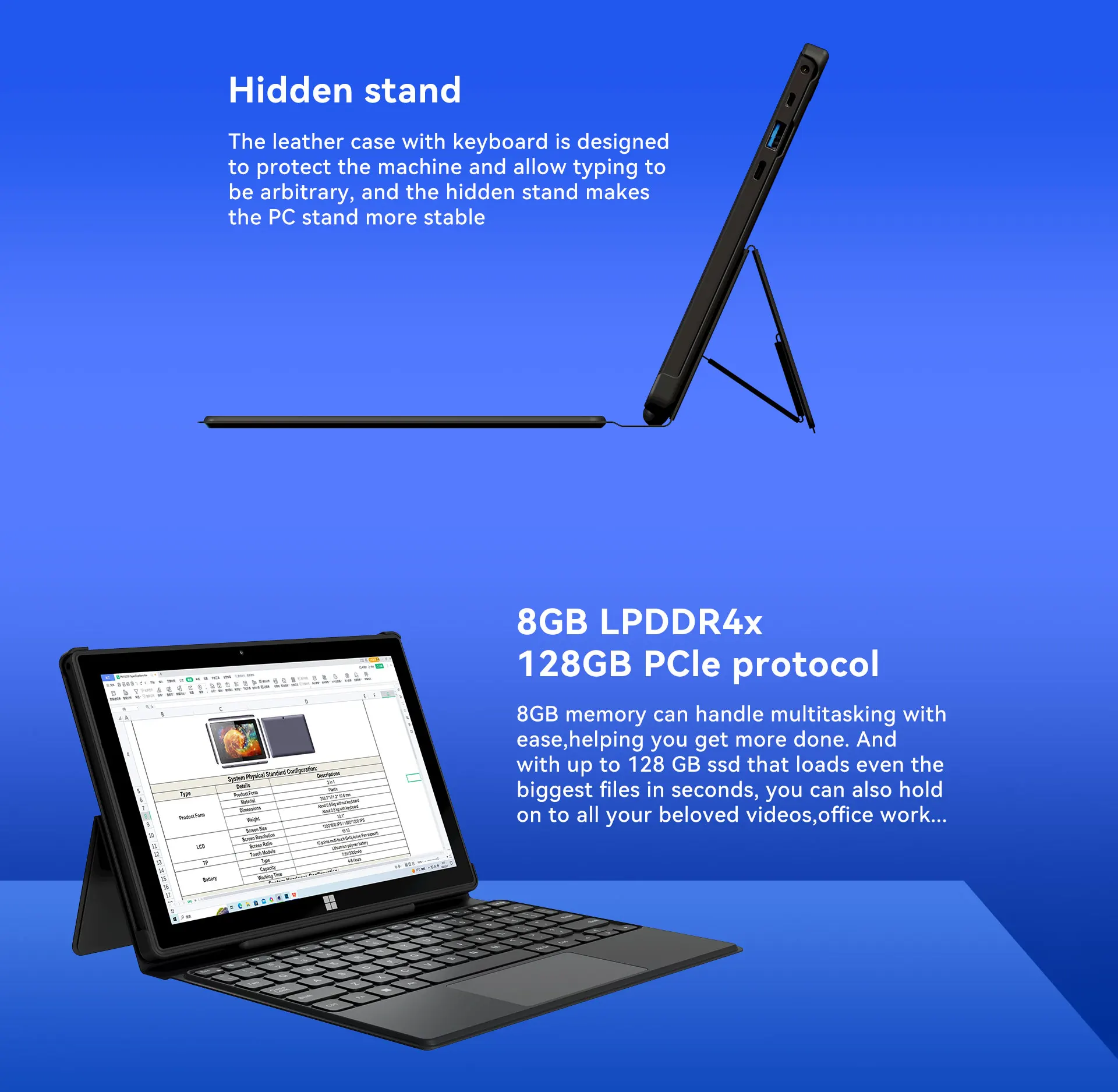 Adreamer WinsPad20 Windows Tablet PC 10.1-inch Tablet N4120 2-in-1 Pad Windows 11 Notebook 8G RAM 128G SSD Tablet