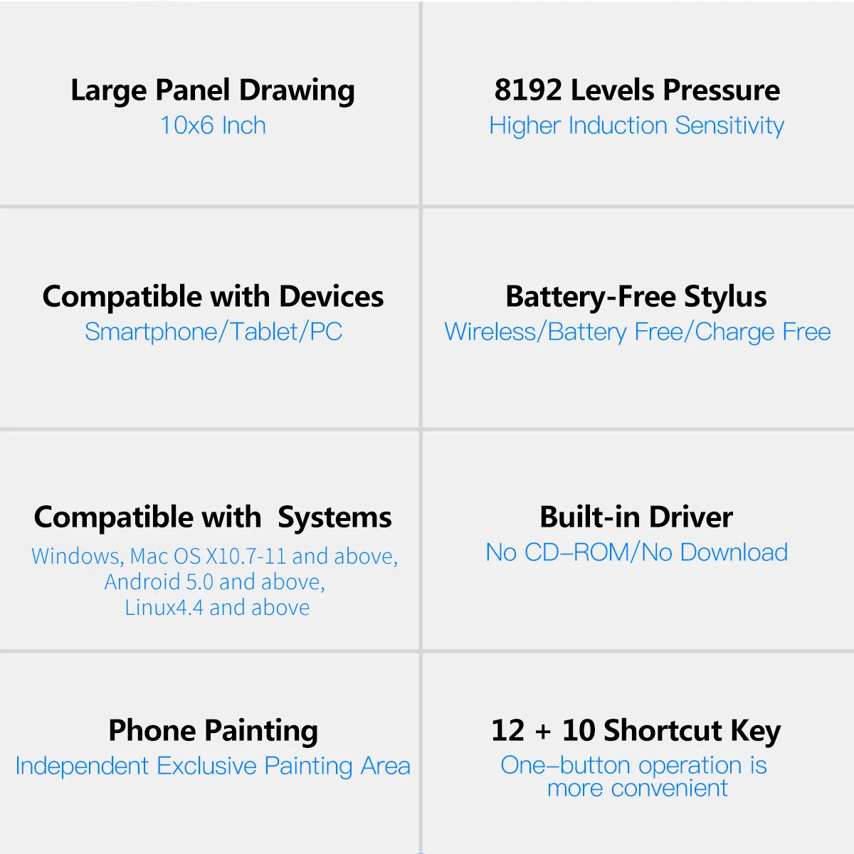 10x6 Inch Graphics Drawing Tablet Support PC/Laptop Connection Compatible with Windows Mac for Painting Designing Online Course