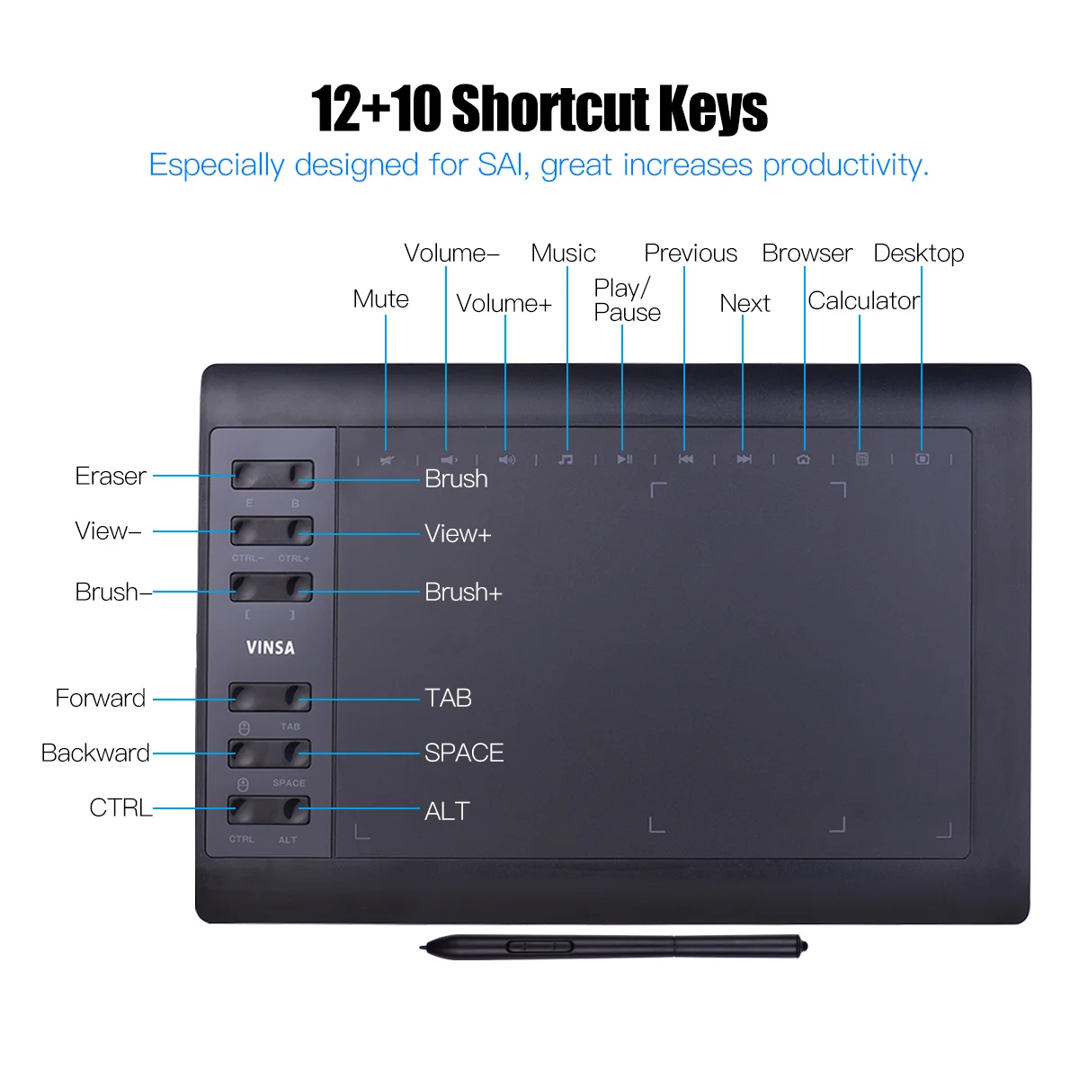 10x6 Inch Graphics Drawing Tablet Support PC/Laptop Connection Compatible with Windows Mac for Painting Designing Online Course