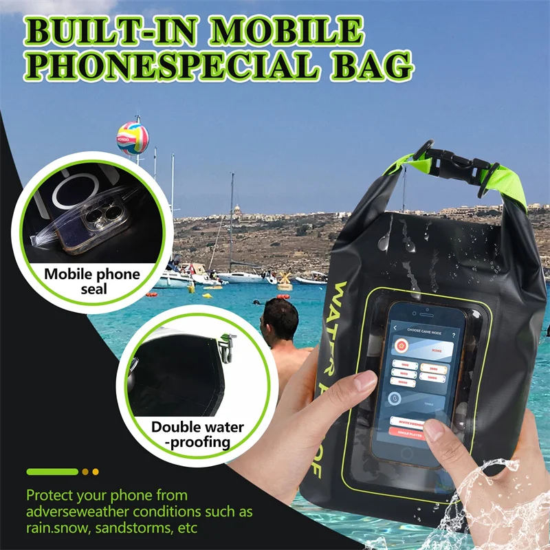 5L Waterproof Bags Dry Bag Touch Screen Beach Bags Outdoor Multifunctional Bucket Bag Swimming Diagonal Cross Bag PVC Sports Bag