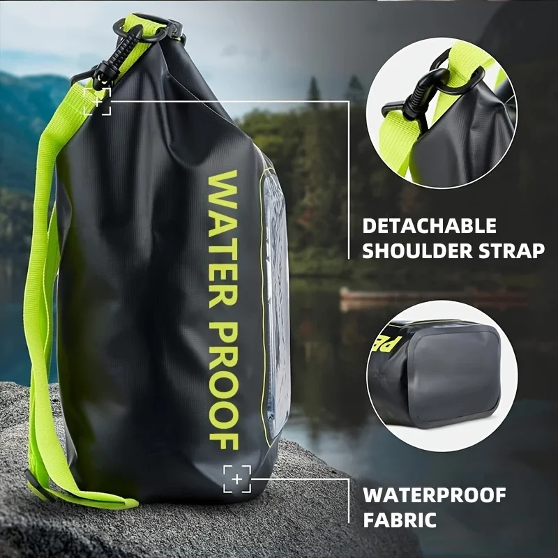 5L Waterproof Bags Dry Bag Touch Screen Beach Bags Outdoor Multifunctional Bucket Bag Swimming Diagonal Cross Bag PVC Sports Bag