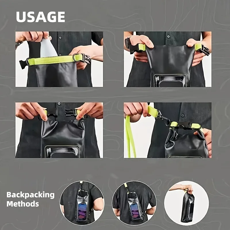 5L Waterproof Bags Dry Bag Touch Screen Beach Bags Outdoor Multifunctional Bucket Bag Swimming Diagonal Cross Bag PVC Sports Bag