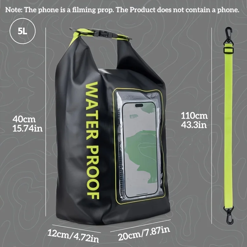 5L Waterproof Bags Dry Bag Touch Screen Beach Bags Outdoor Multifunctional Bucket Bag Swimming Diagonal Cross Bag PVC Sports Bag