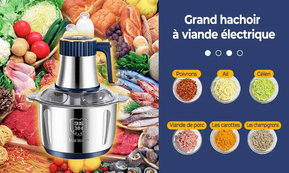 Electric Meat Grinders 5L Food Crusher 6S Stainless Steel Multifunctional Vegetable Slicer Processor Chopper Kitchen Appliances