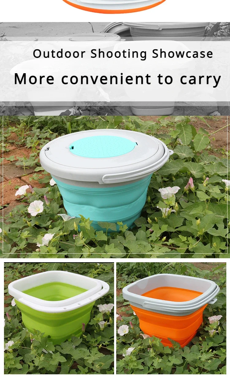 Fishing Folding Bucket 5L Thickened Model Silicone Car Portable Car Wash Bucket Multifunctional Outdoor Fishing Buckets Lid