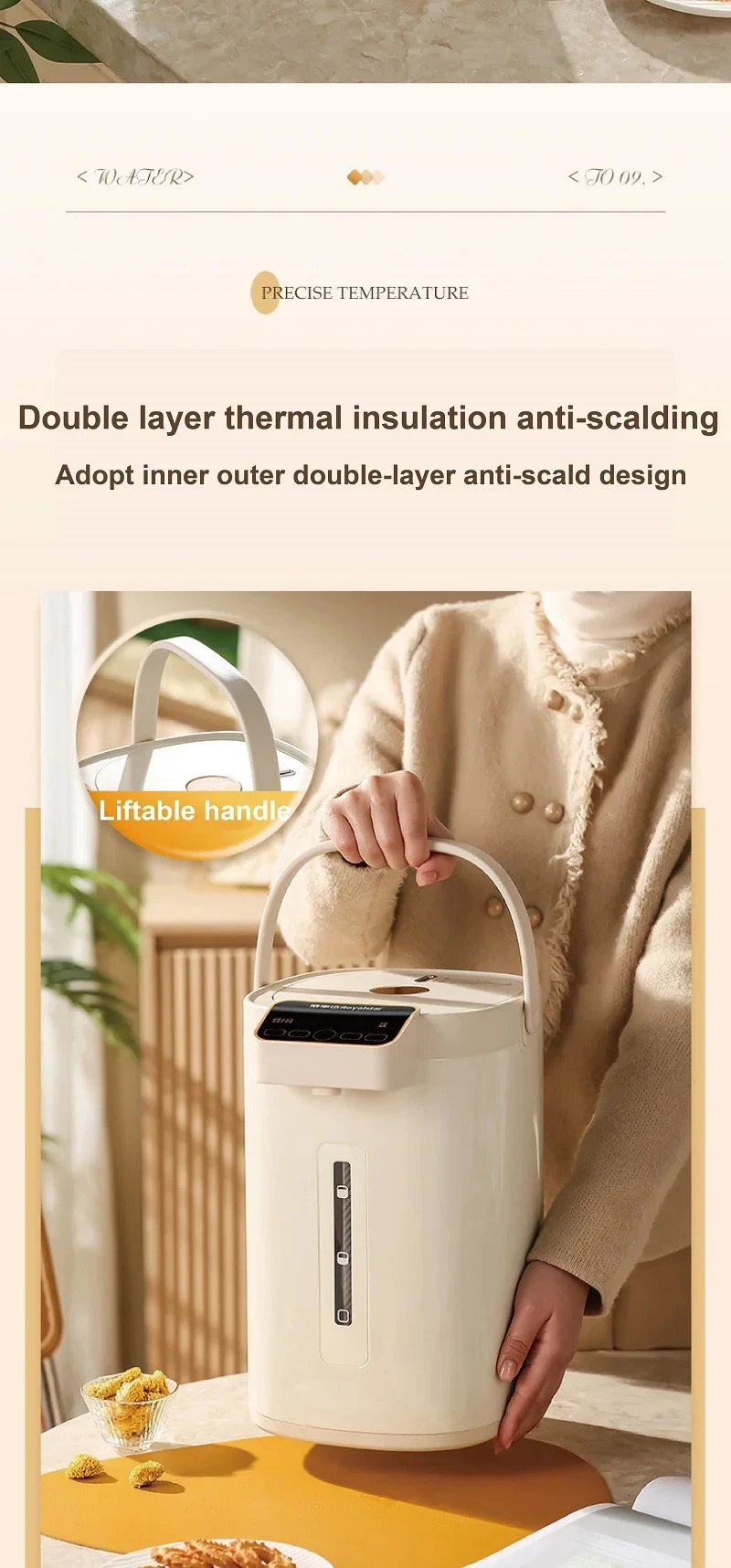 220V Electric Kettle Multifunction Baby Milk Adjuster 1350W Automatic Thermos Kettle Large Capacity Smart Water Dispenser 5L