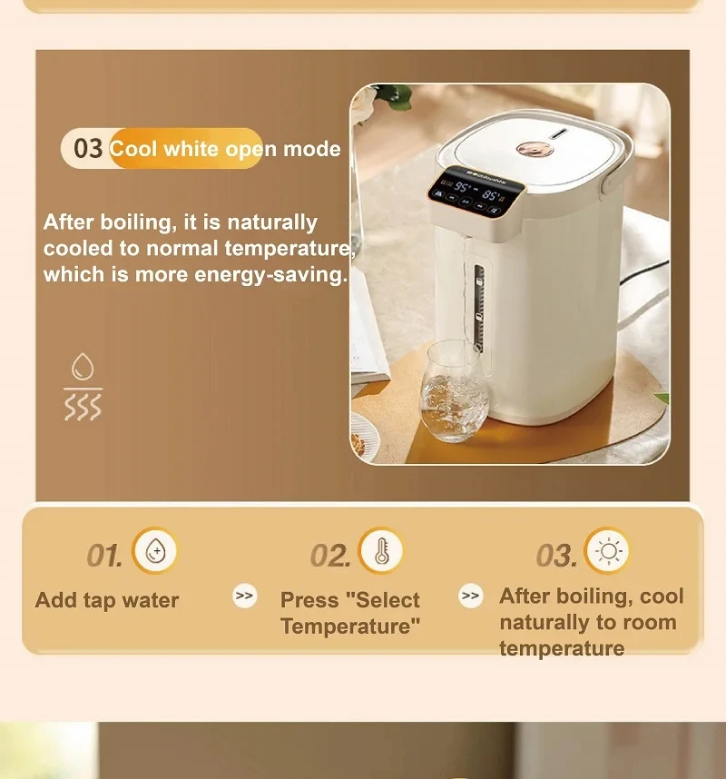 220V Electric Kettle Multifunction Baby Milk Adjuster 1350W Automatic Thermos Kettle Large Capacity Smart Water Dispenser 5L