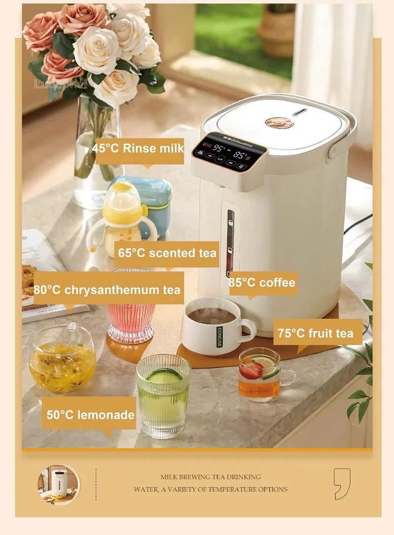 220V Electric Kettle Multifunction Baby Milk Adjuster 1350W Automatic Thermos Kettle Large Capacity Smart Water Dispenser 5L