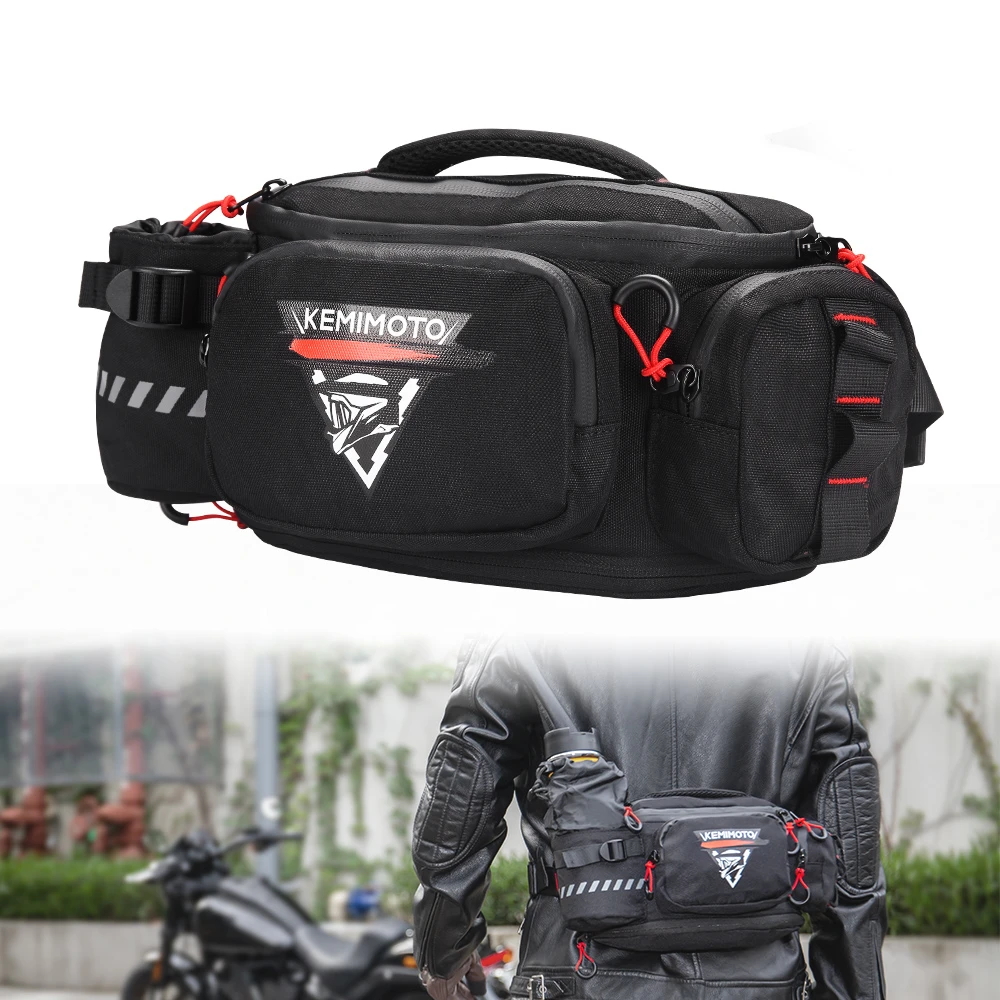 KEMIMOTO Motorcycle Waist Bag Outdoor 5L Multifunction Hip Bag Pockets With Drink Holder Waist Bag for Men/Women Travel Tool Bag