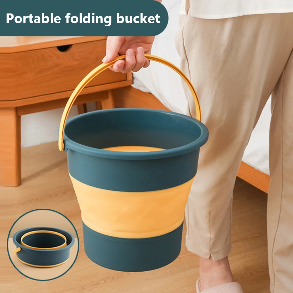 5L Portable Folding Bucket  Multifunctional Thickened Silicone Bucket for Car Washing and Fishing  Camping Folding Bucket