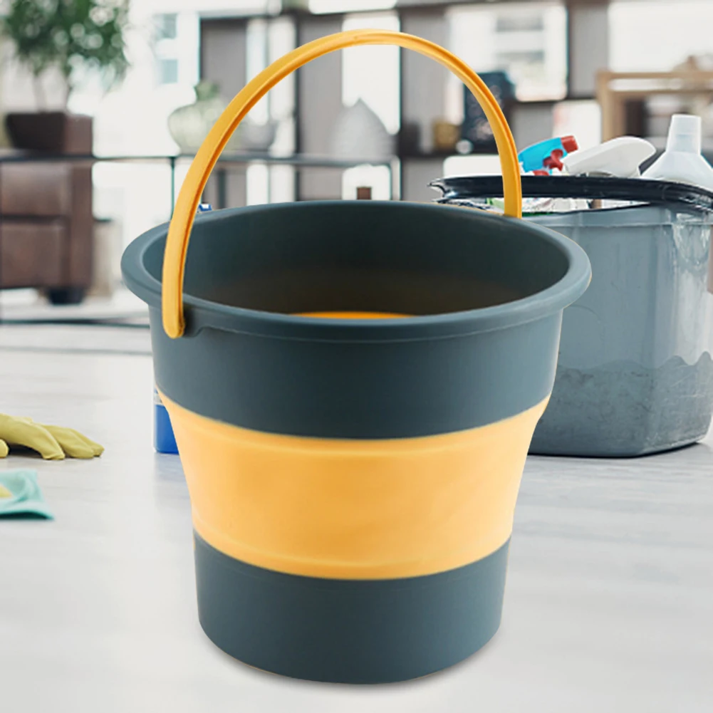 5L Portable Folding Bucket  Multifunctional Thickened Silicone Bucket for Car Washing and Fishing  Camping Folding Bucket