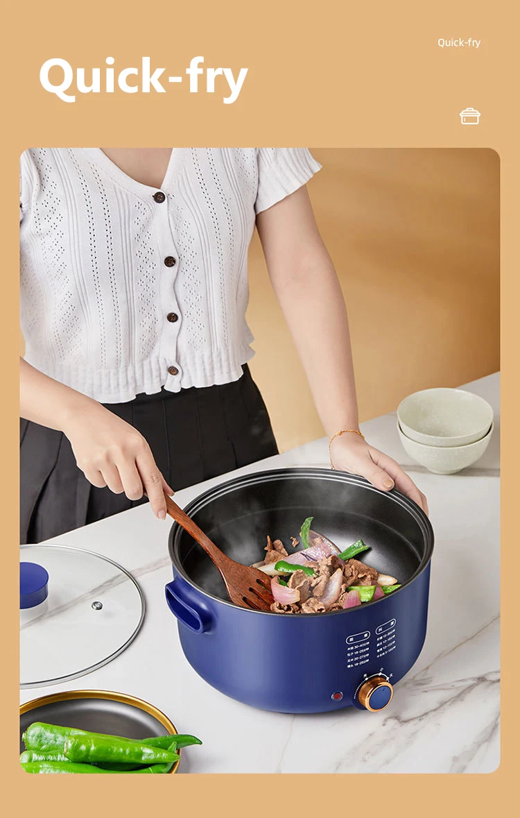 DMWD 5L Multifunctional Electric Cooker Hot pot Non-stick Multicooker 1.3KW Power Adjustable Dorm Stir-frying Pan Noodles boiler