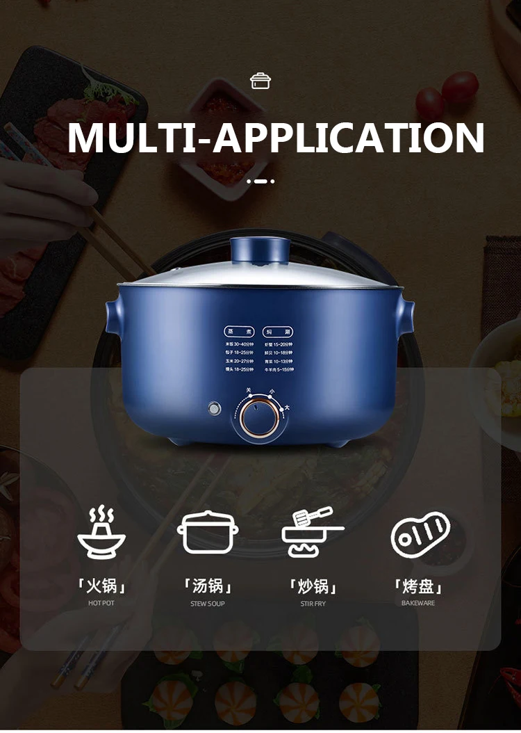 DMWD 5L Multifunctional Electric Cooker Hot pot Non-stick Multicooker 1.3KW Power Adjustable Dorm Stir-frying Pan Noodles boiler