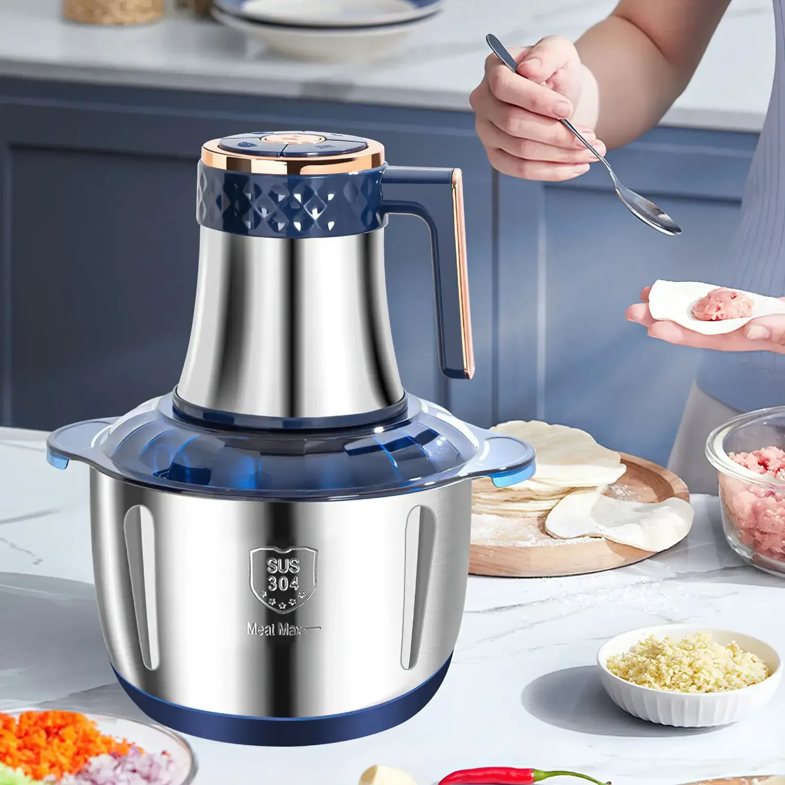 Electric Meat Grinders 5L Food Crusher 6S Stainless Steel Multifunctional Vegetable Slicer Processor Chopper Kitchen Appliances