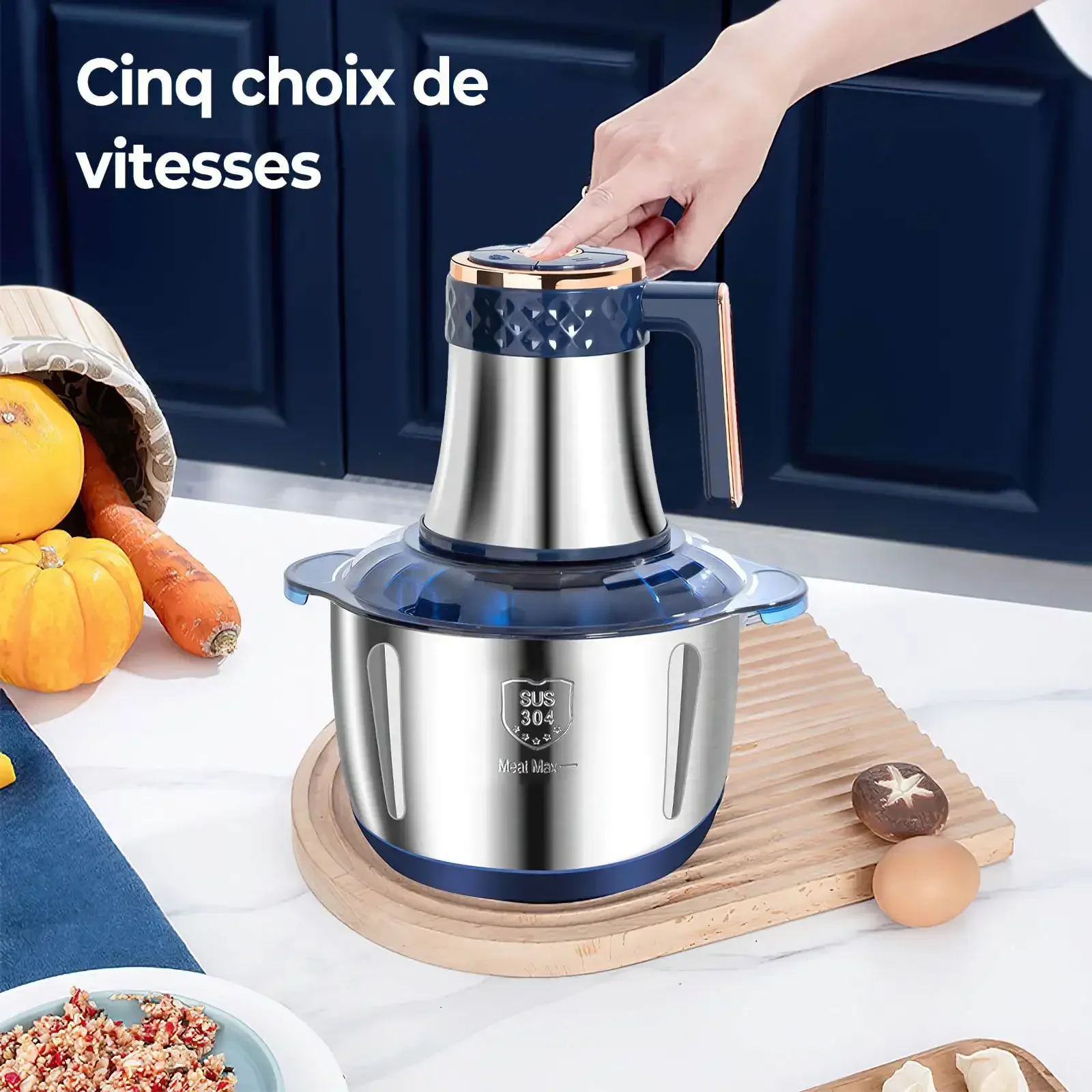 Electric Meat Grinders 5L Food Crusher 6S Stainless Steel Multifunctional Vegetable Slicer Processor Chopper Kitchen Appliances