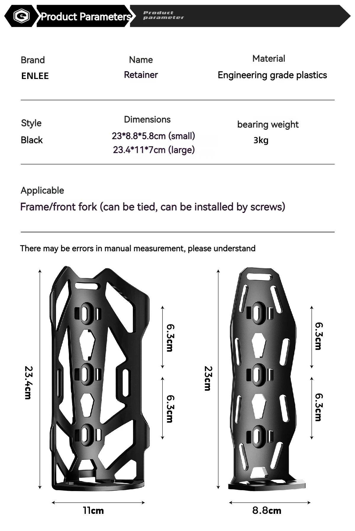 ENLEE Bicycle Multifunctional Front Fork Bag Outdoor Waterproof Bag 5L Capacity Road Mountain Bike Long-Distance Travel Bag