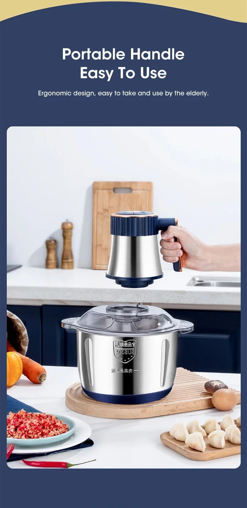 5L Electric Meat Grinders 304 Stainless Steel Food Crusher Multifunctional Vegetable Slicer Chopper Mincer Baby Food Processor