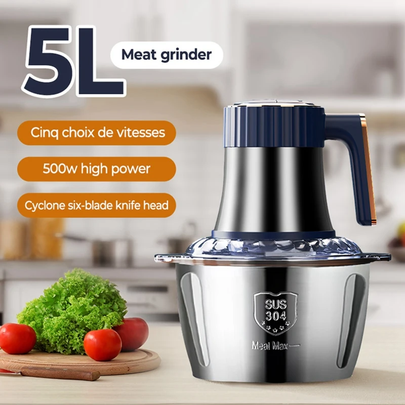 Electric Meat Grinder 5L Food Crusher Multifunction Vegetable Fruit Food Processor Chopper Kitchen Machine