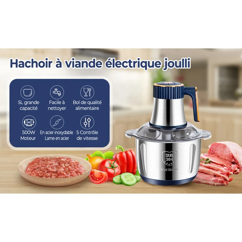 Electric Meat Grinder 5L Food Crusher Multifunction Vegetable Fruit Food Processor Chopper Kitchen Machine