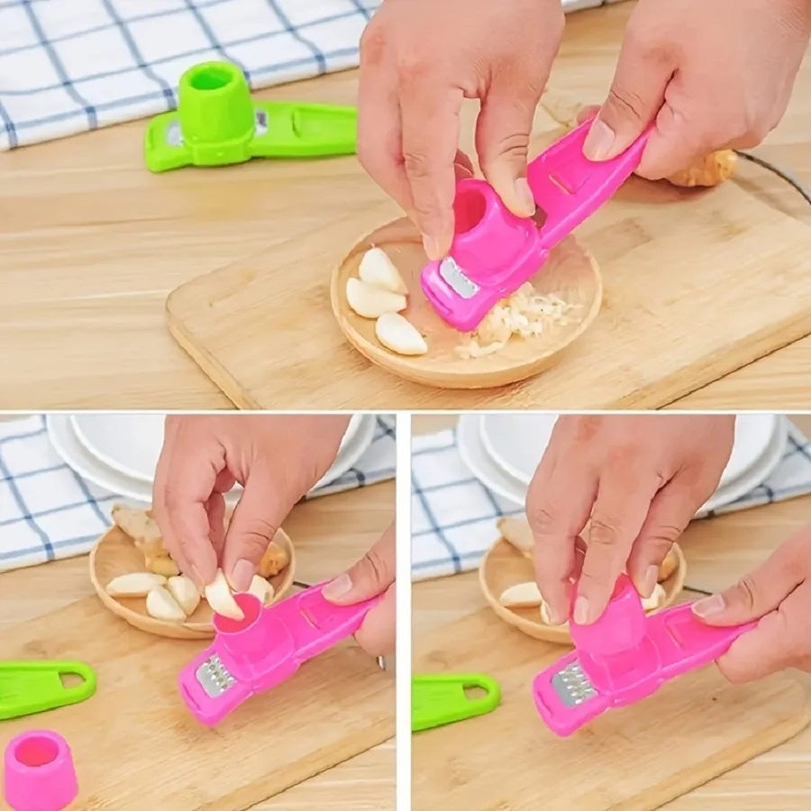 1pc Multi-Functional Garlic Press and Grater Cutter Peeler Manual Garlic Mincer Chopping Garlic Kitchen Tool for Easy Cooking