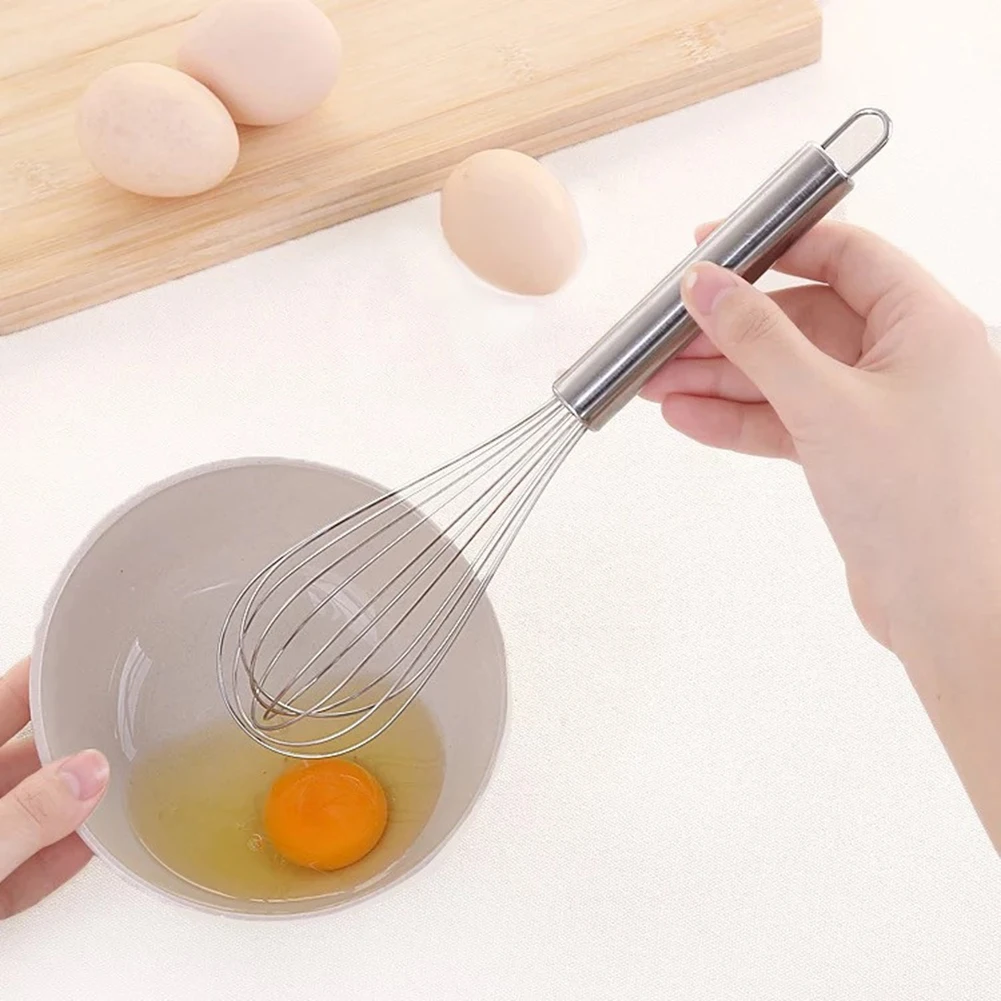 8/10/12 inches Stainless Steel Balloon Wire Whisk Manual Egg Beater Mixer Kitchen Baking Utensil Milk Cream Butter Whisk Mixer