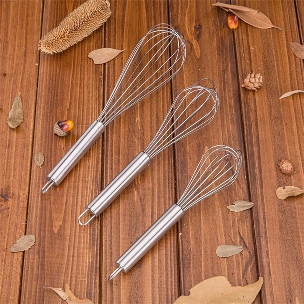 8/10/12 inches Stainless Steel Balloon Wire Whisk Manual Egg Beater Mixer Kitchen Baking Utensil Milk Cream Butter Whisk Mixer