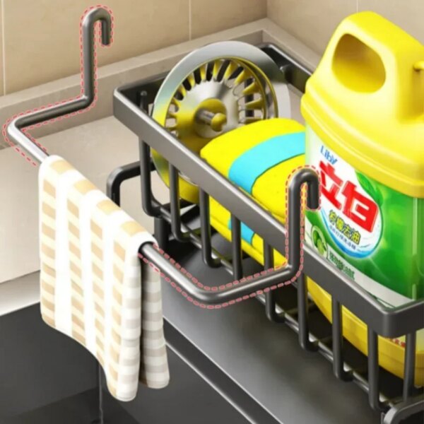 Multifunctional Sponge Rack Drainer Kitchen Shelf Sink Rag Dishwashing Detergent Dishcloth Organiser Kitchen Storage Racks - Image 4
