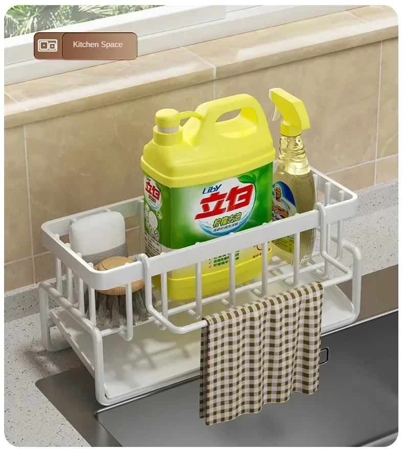Multifunctional Sponge Rack Drainer Kitchen Shelf Sink Rag Dishwashing Detergent Dishcloth Organiser Kitchen Storage Racks