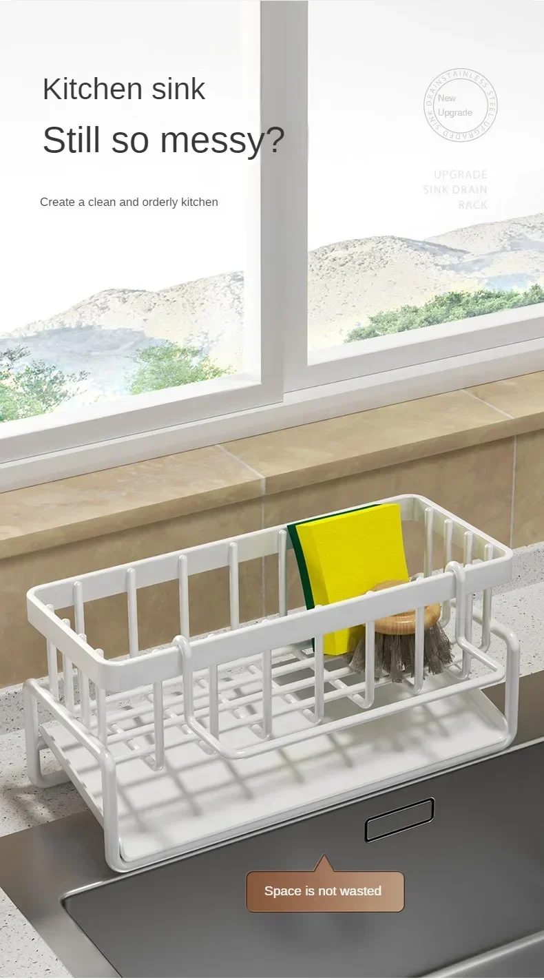 Multifunctional Sponge Rack Drainer Kitchen Shelf Sink Rag Dishwashing Detergent Dishcloth Organiser Kitchen Storage Racks