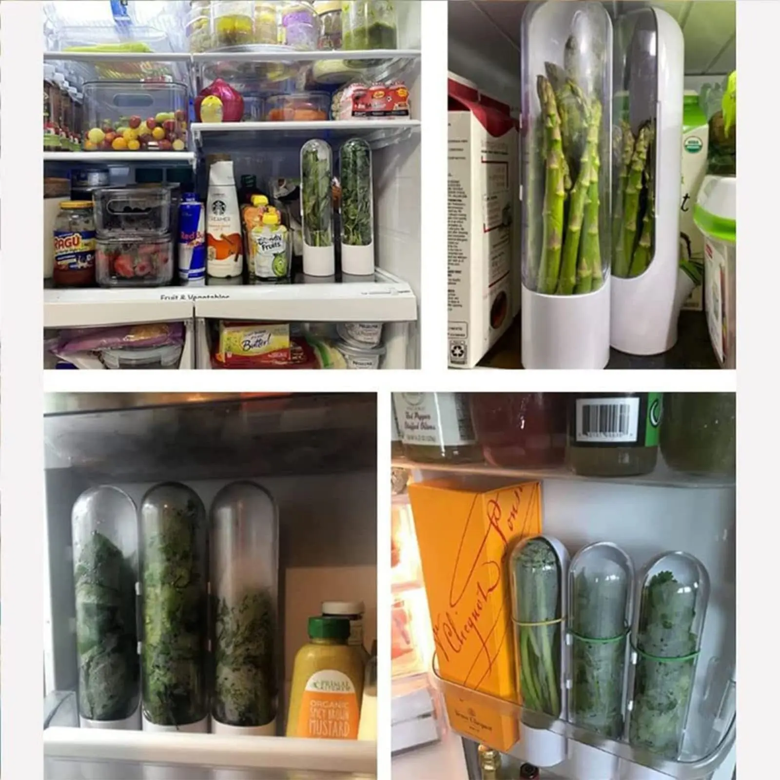 Vegetables Fresh Preservation Bottle Herb Saver Storage Container Vanilla Fresh Herb Keeper for Refrigerator Kitchen Gadgets